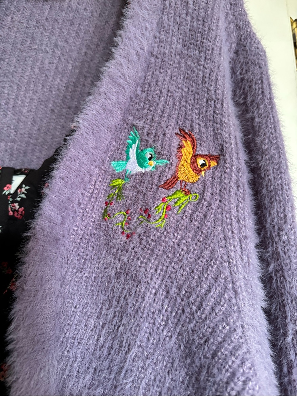Disney Cozy Lavender Bolero plus size Sweater with Embroidered Birds - Picture 2 of 5